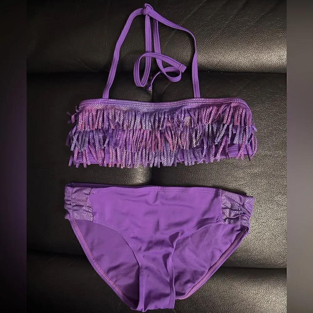 Kids Purple Tassels Bikini